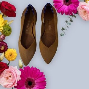 Rothy's Women's Tan Flats with Blue Accents